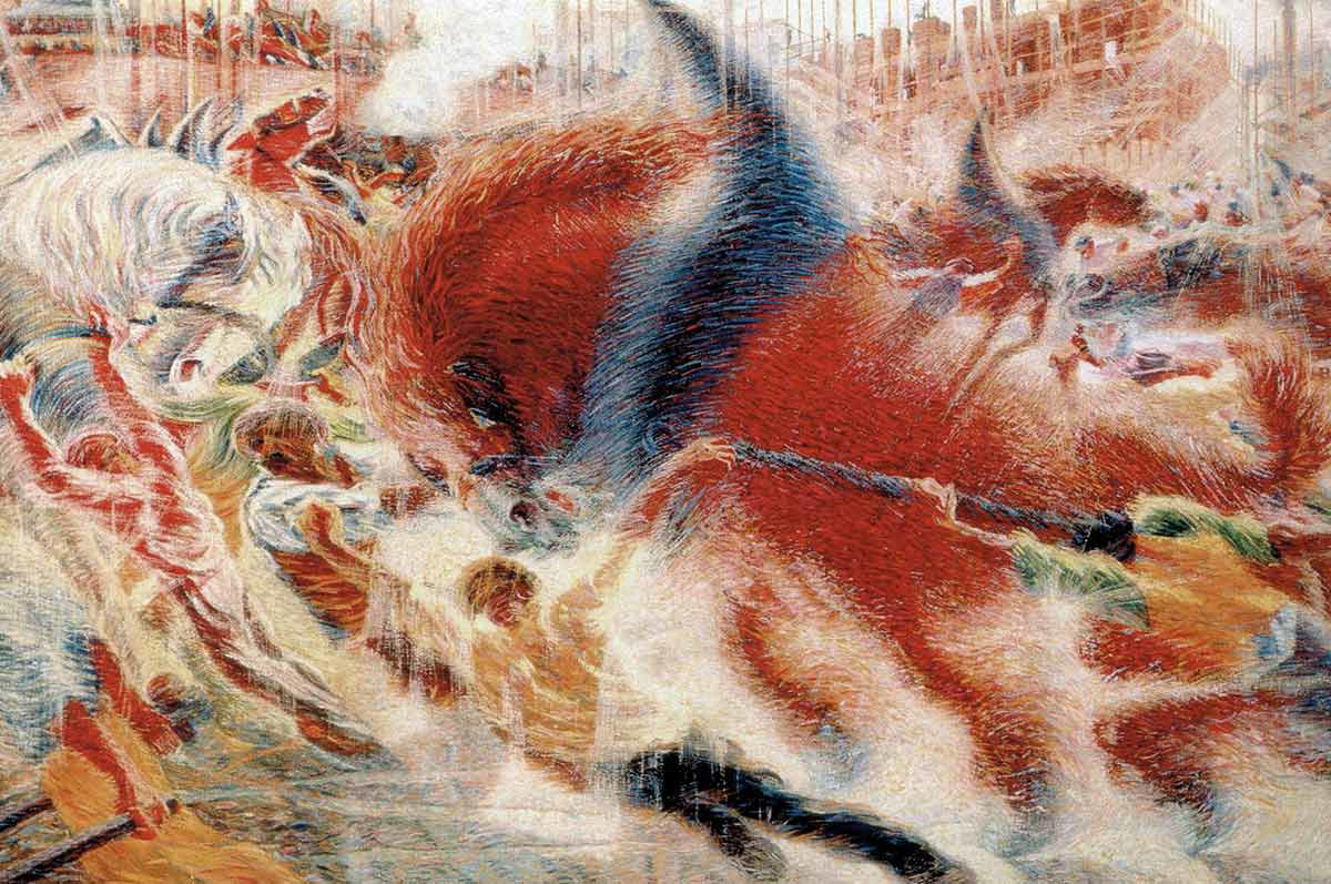 umberto boccioni city rises painting
