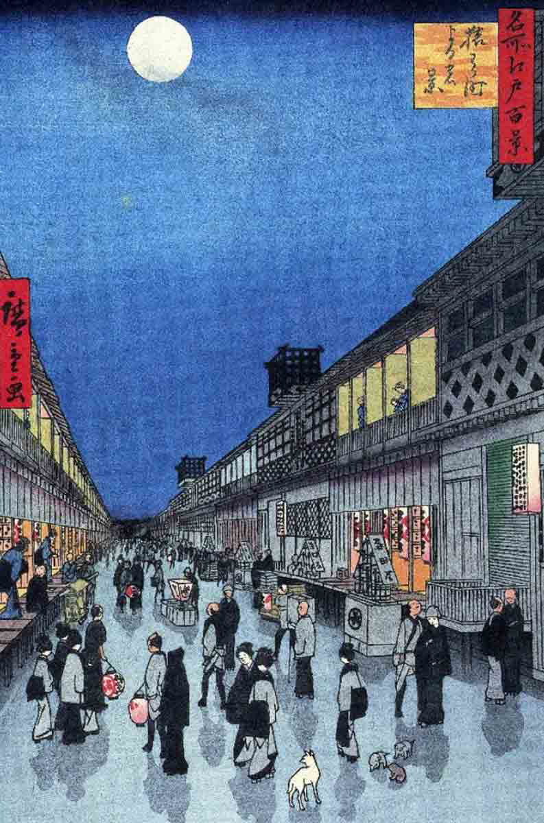 utagawa hiroshige night view of saruwaka machi