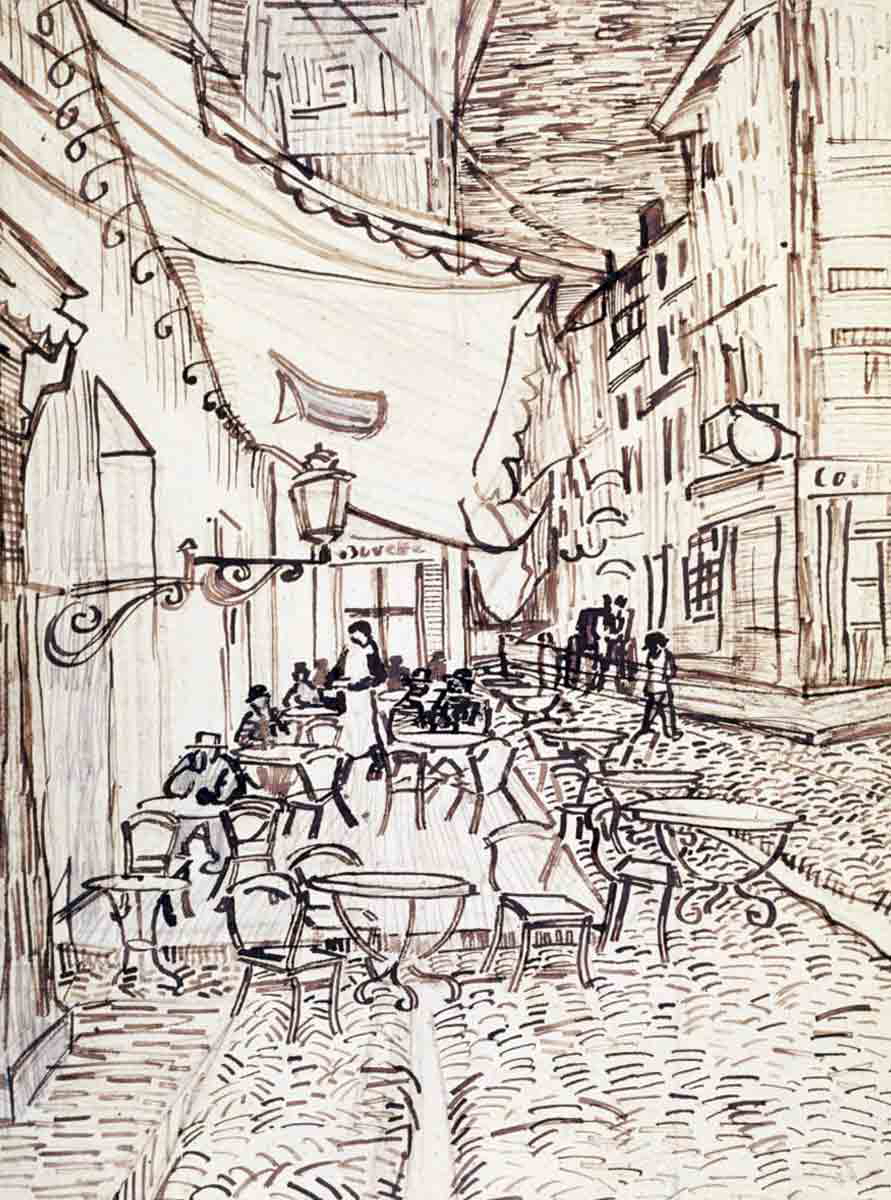 vincent van gogh cafe terrace sketch
