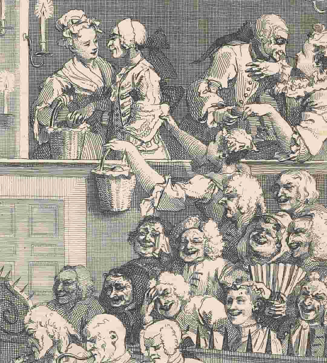 william hogarth laughing audience painting