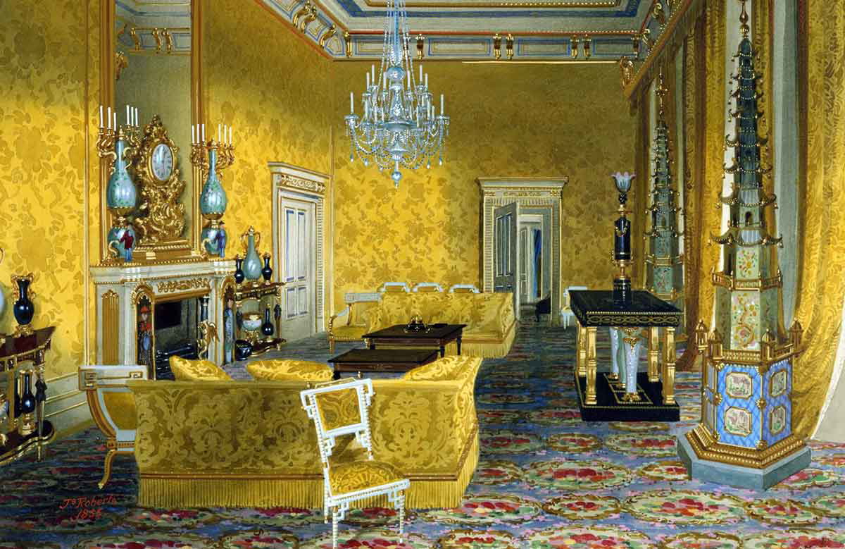 yellow drawing room buckingham palace james roberts 1855