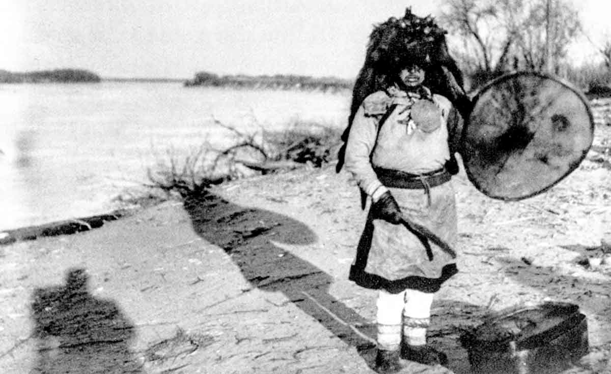 Shaman black and white photograph