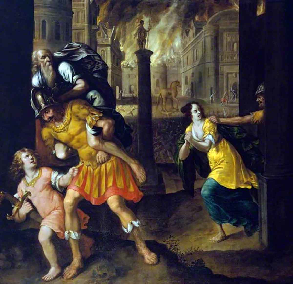 aeneas family fleeing burning troy henry gibbs