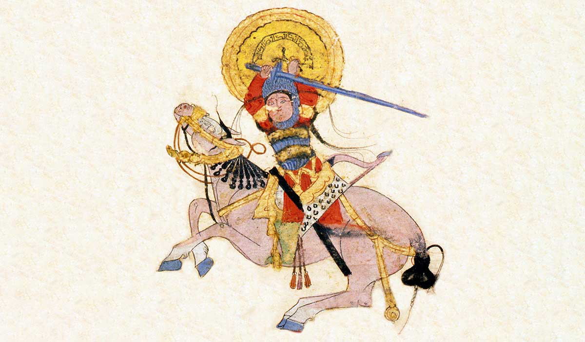 anonymous varqa fighting horseback painting