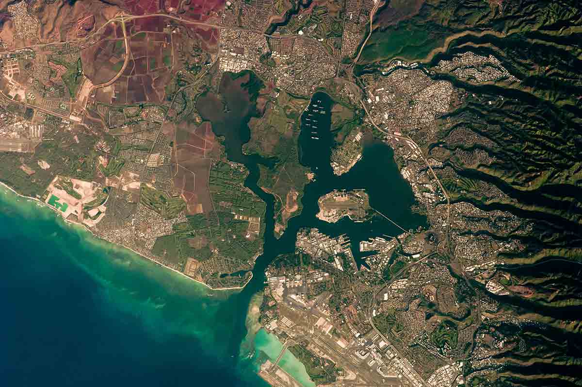 areial view pearl harbor