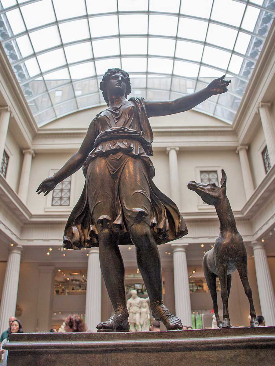 artemis and deer bronze