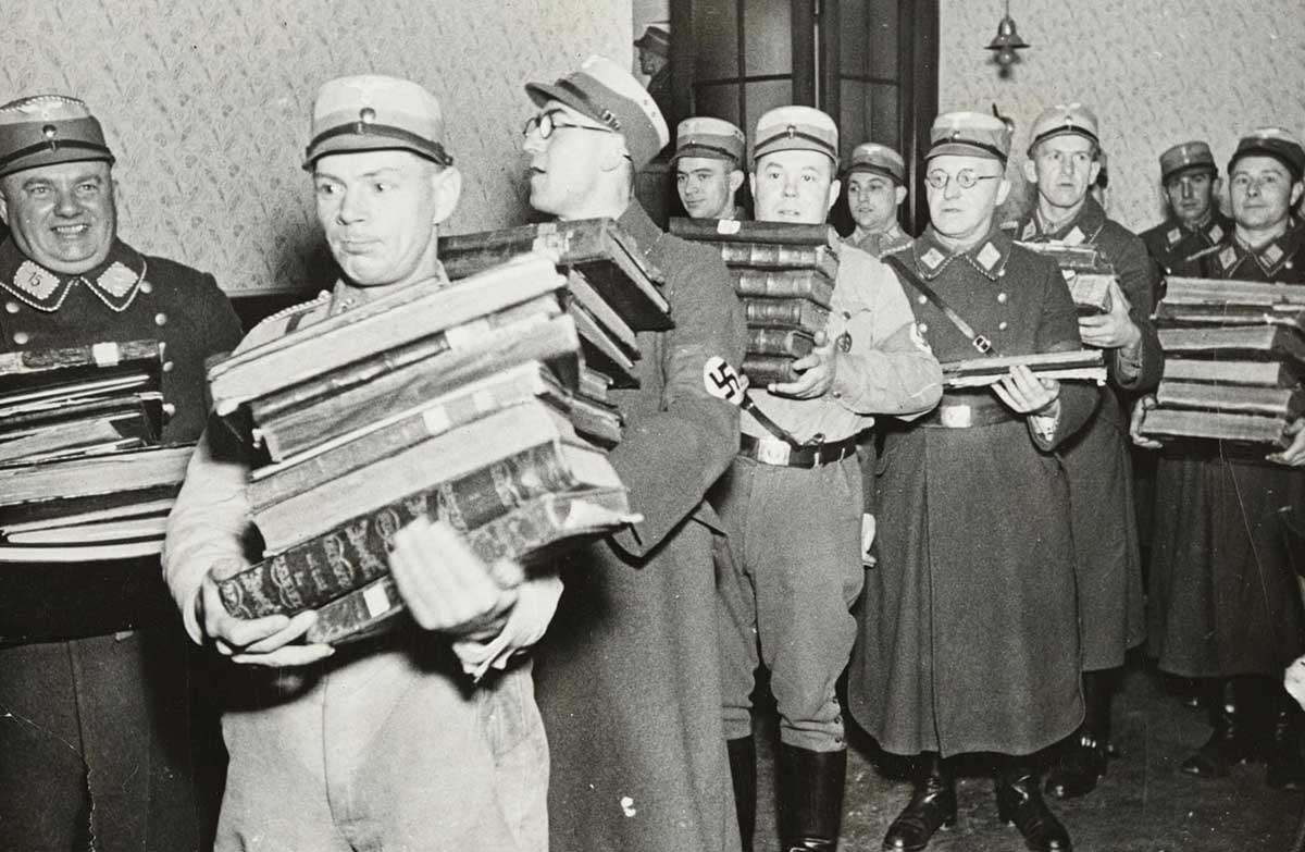burned jewish books photo
