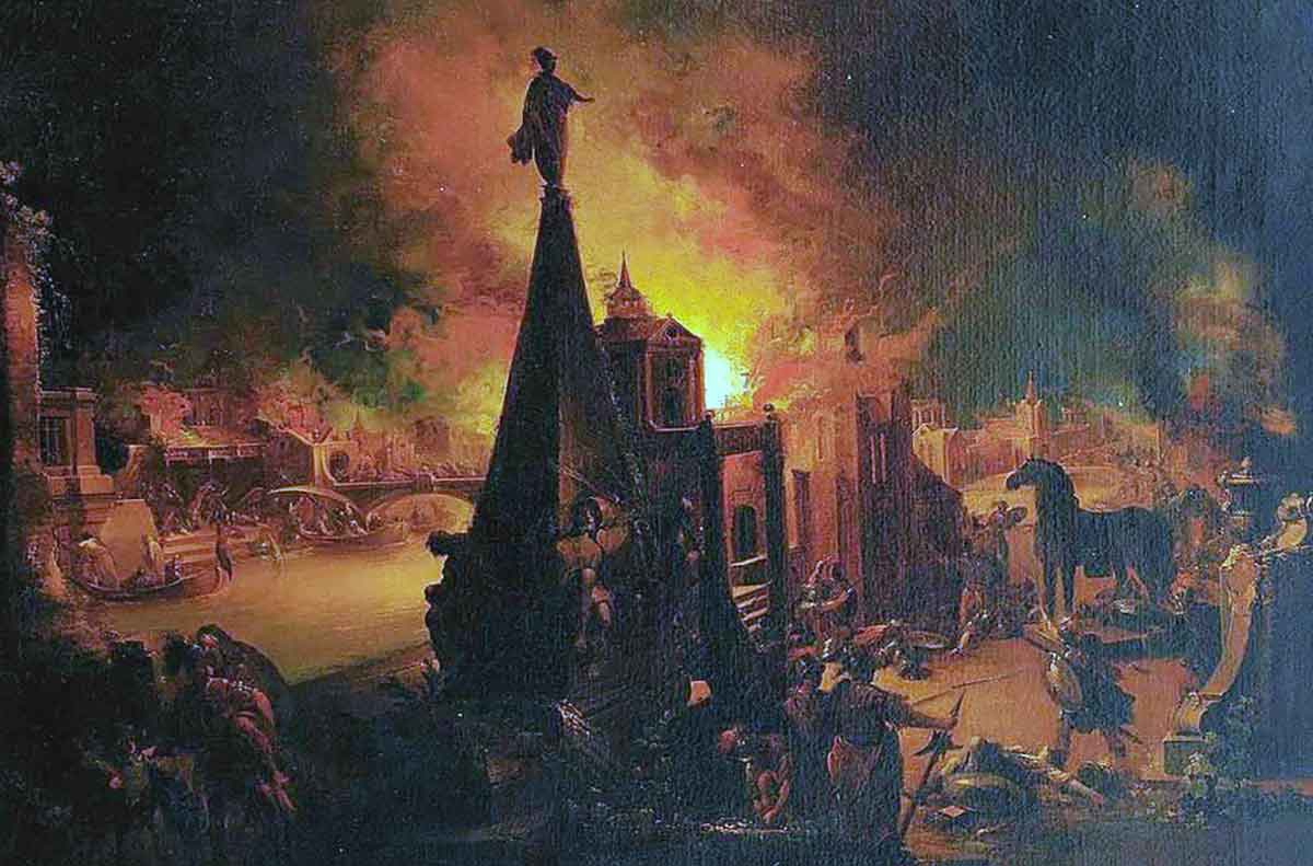 burning troy johann georg trautmann 18th century