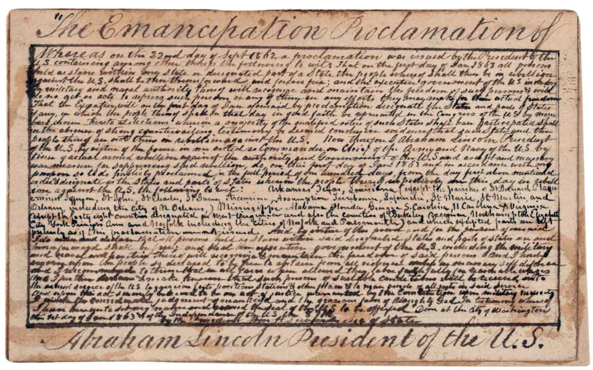 carte de visite emancipation proclamation