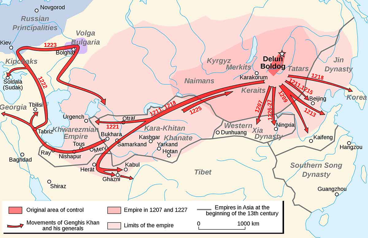 genghis khan empire map