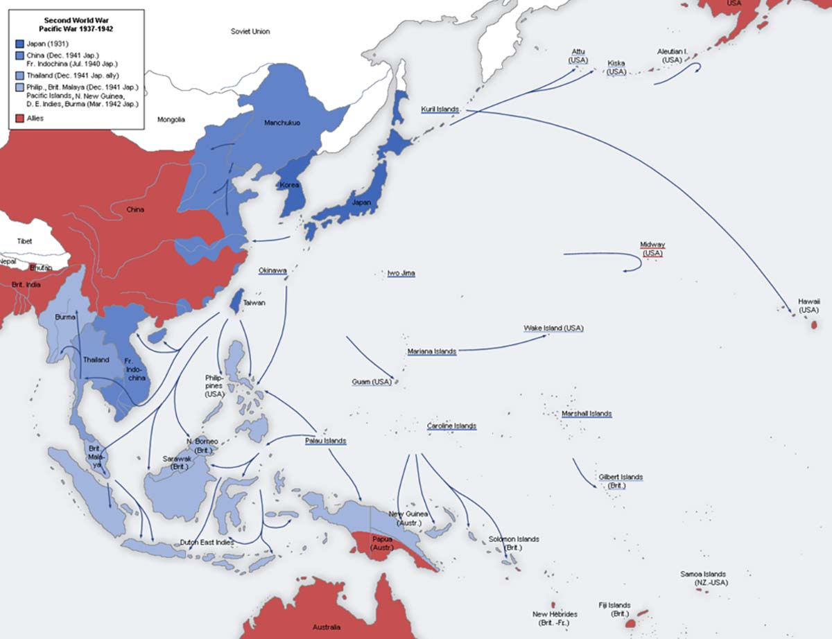 japan conquering pacific map