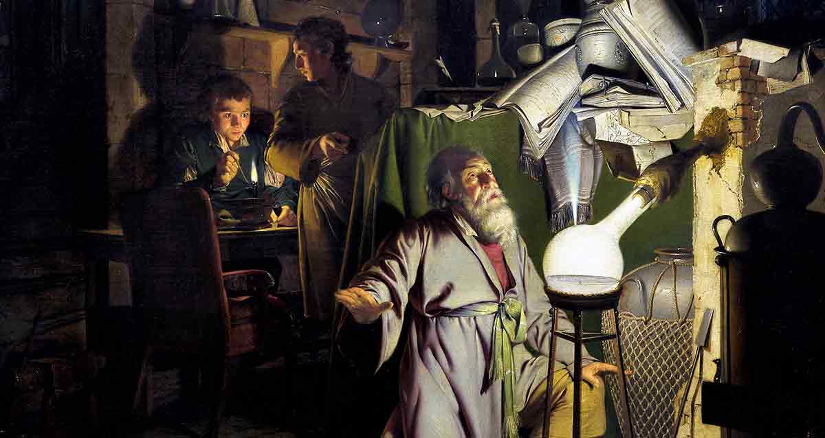 joseph wright derby alchemist painting