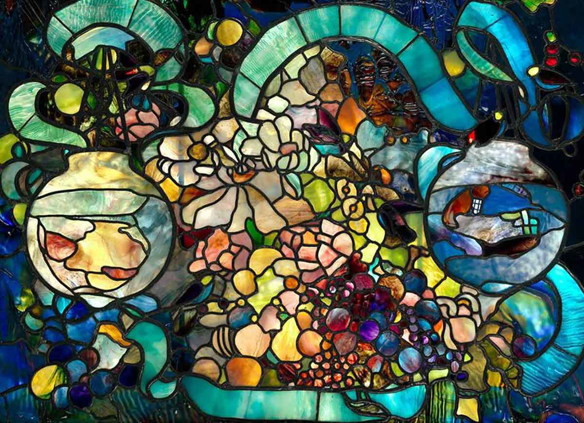 louis comfort tiffany flower fish fruit