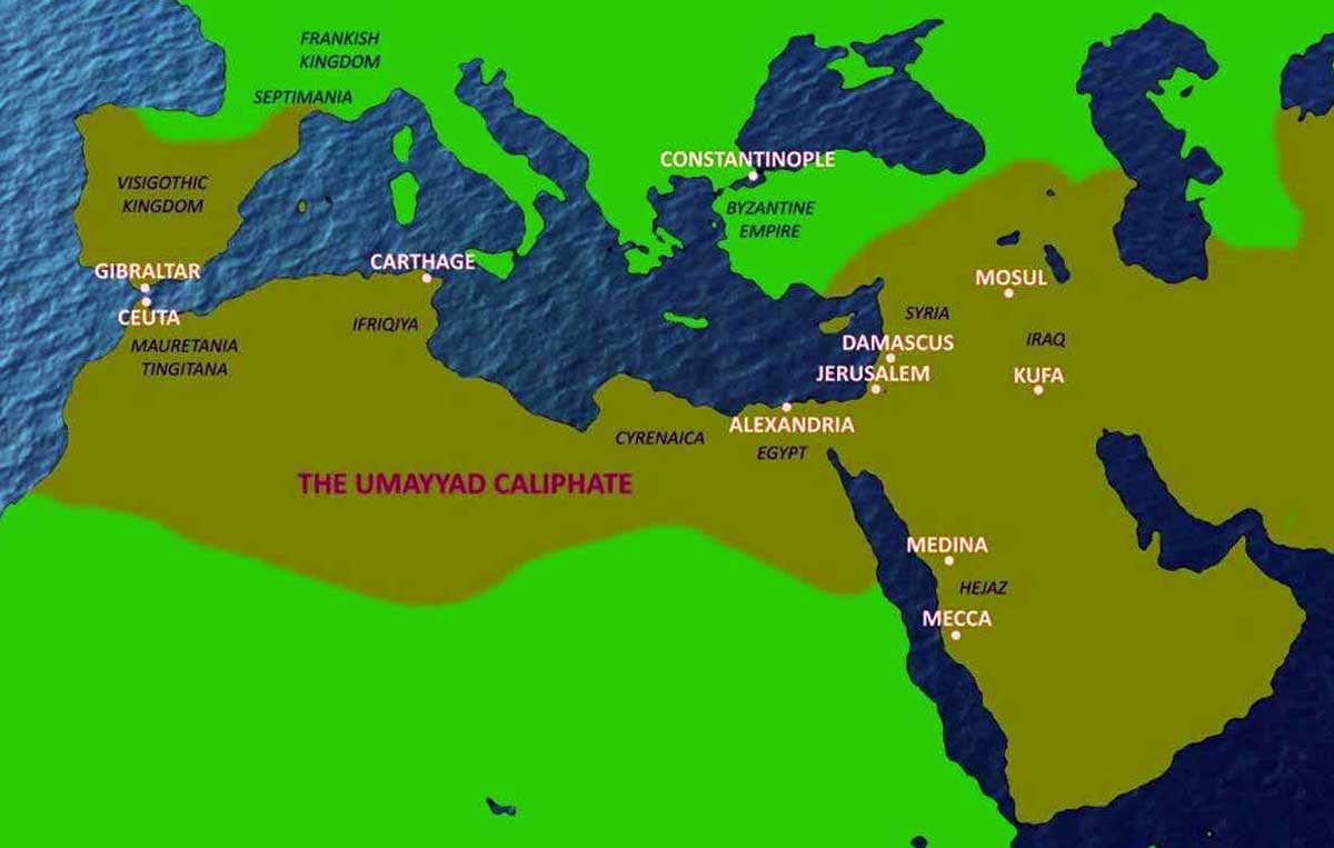 map umayyad caliphate largest
