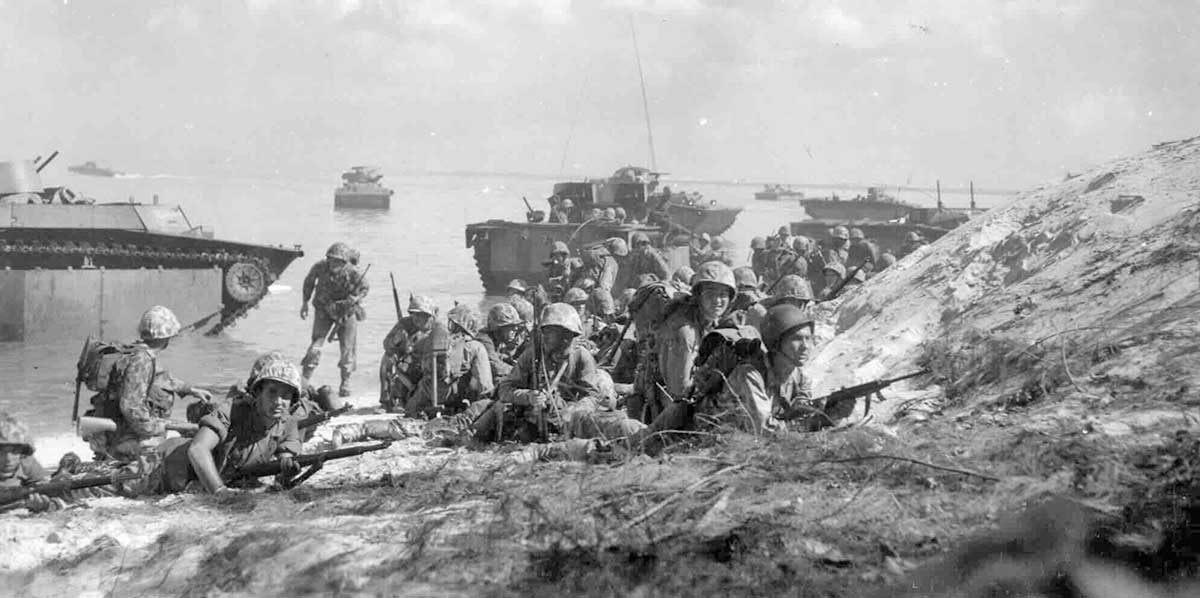marines landing on saipan