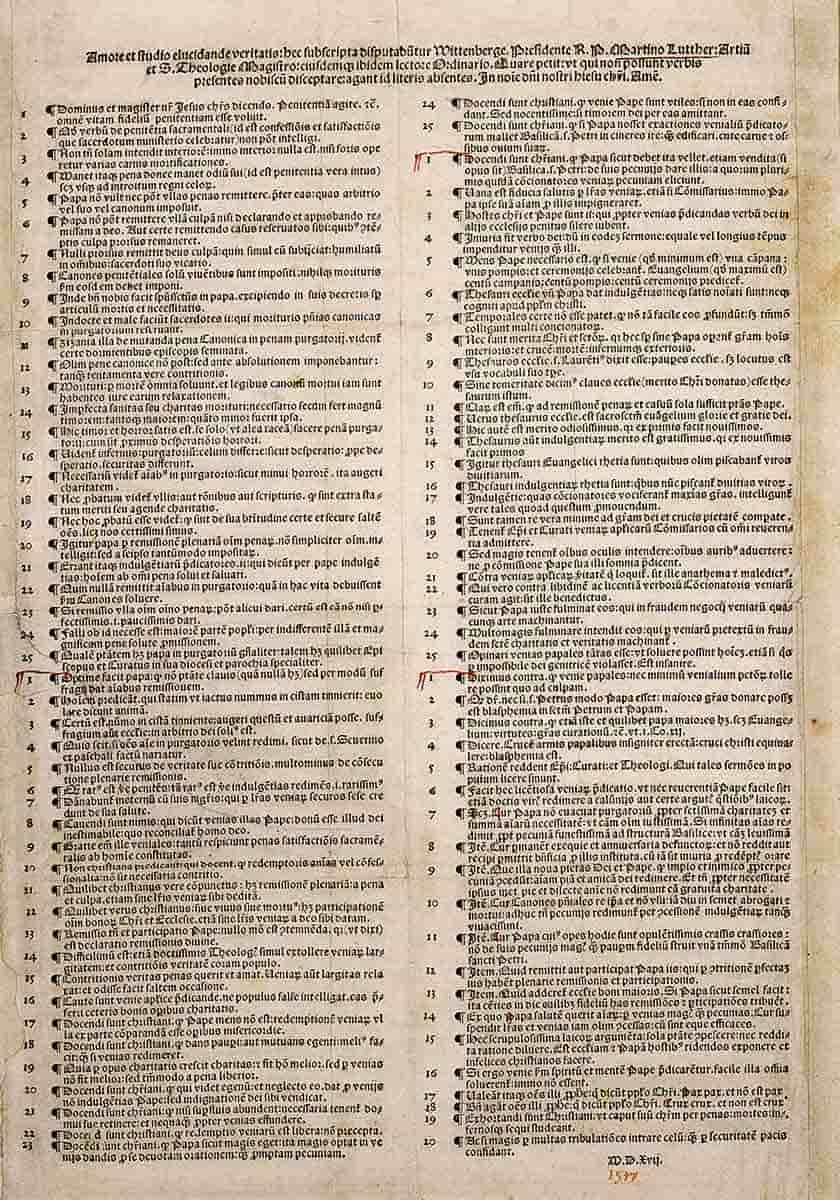 martin luther 95 thesis document