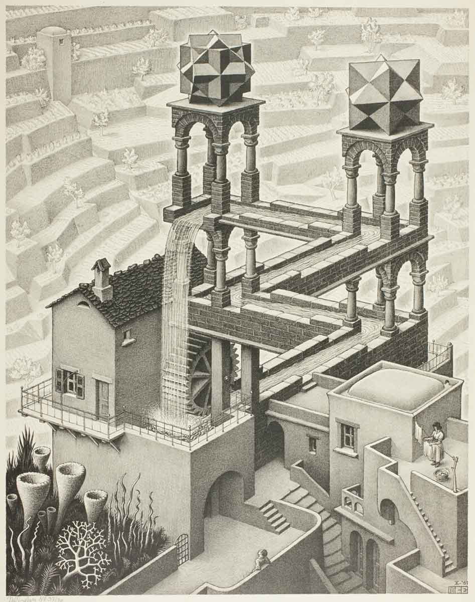 maurits cornelis escher waterfall painting