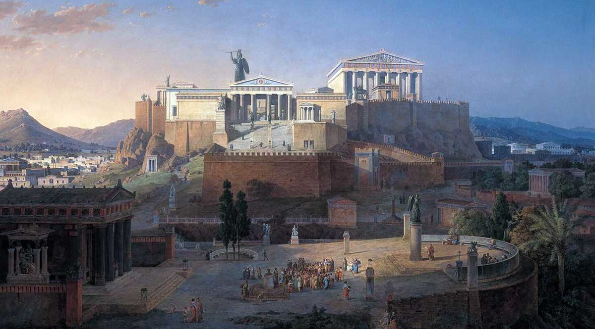 painting acropolis of athens