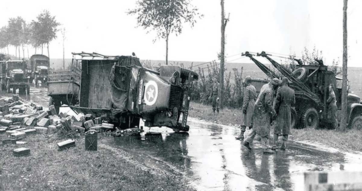 red ball express damaged truck