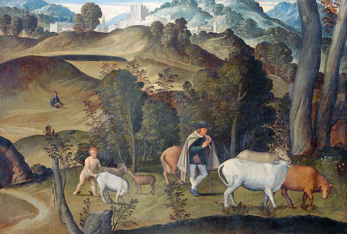 santacroce young mercury stealing cattle painting