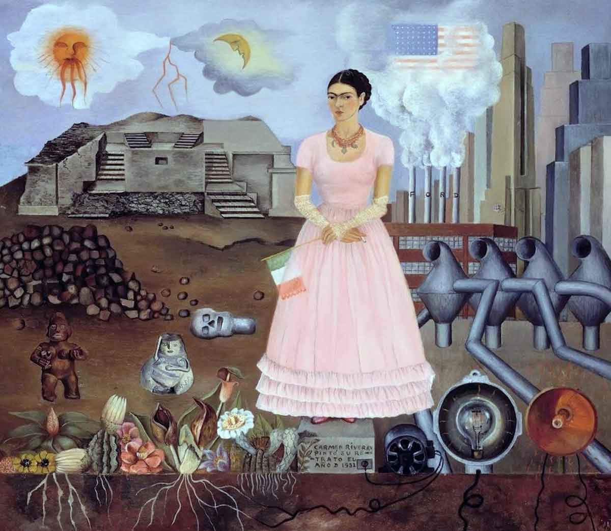 self portrait along border line mexico united states