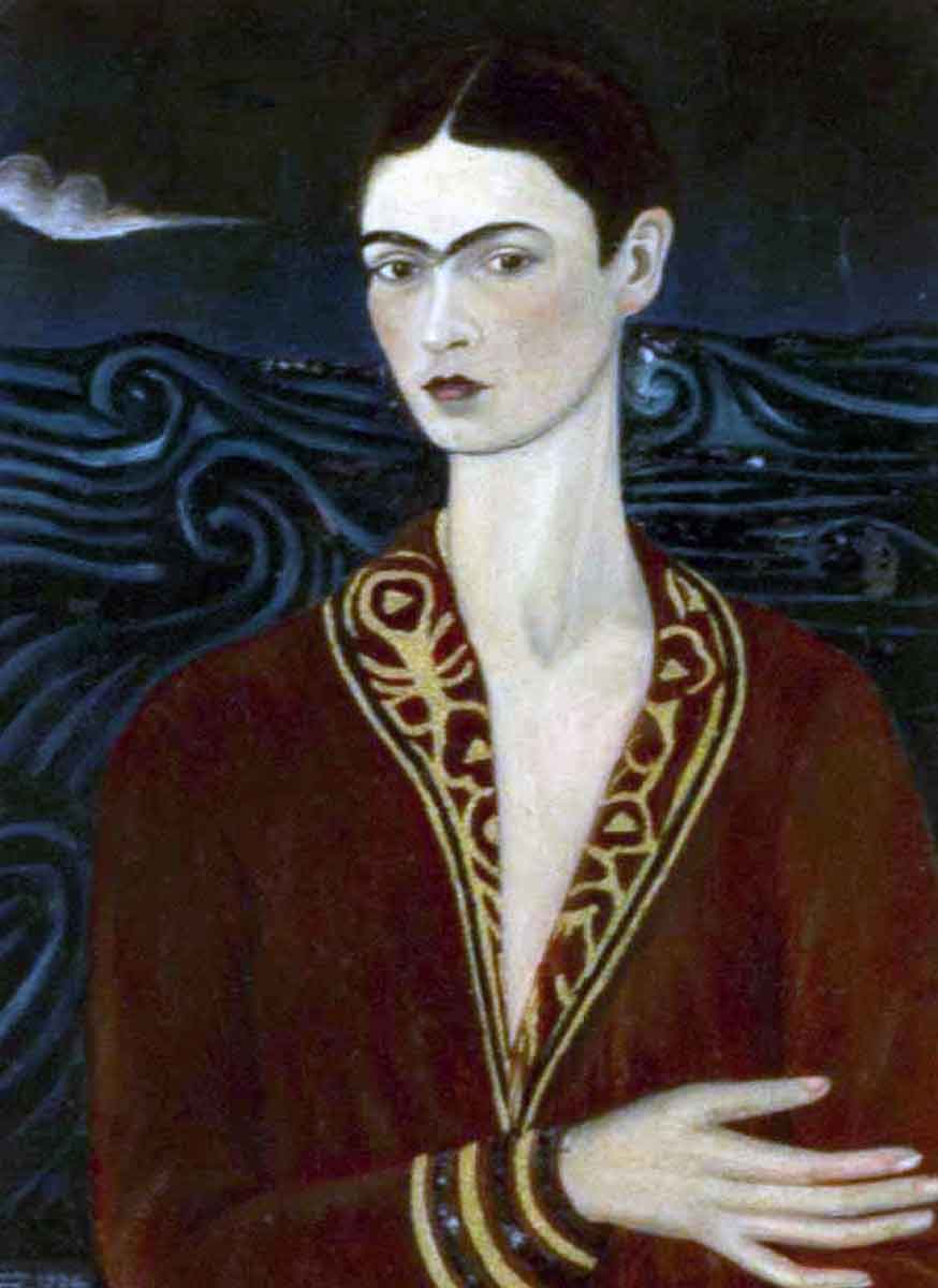 self portrait in a velvet dress frida kahlo