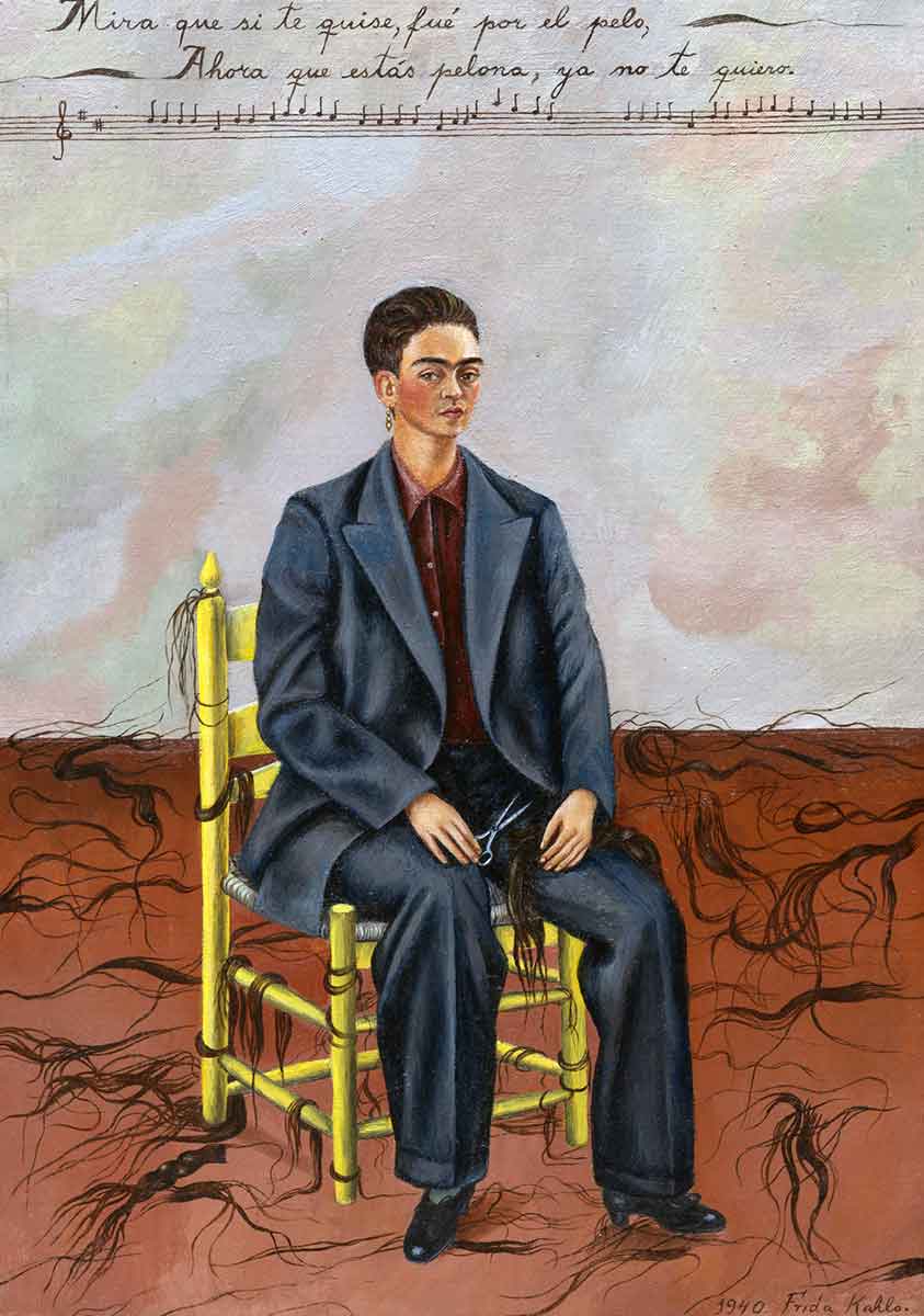 self portrait with cropped hair frida kahlo 1940