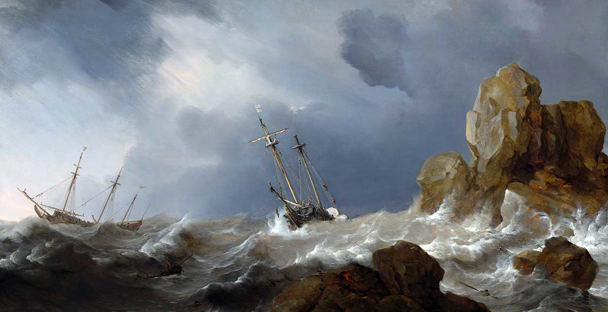 ships in gale sailing
