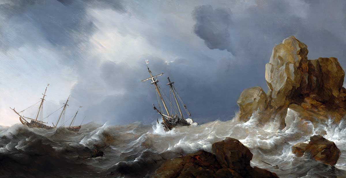 ships in gale sailing