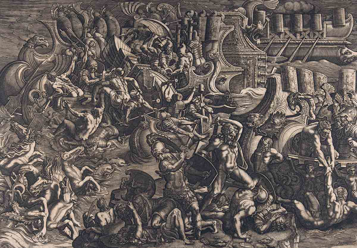 trojans repelling greeks engraving