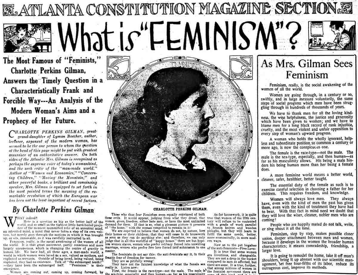 what is feminism charlotte perkins gilman 1916