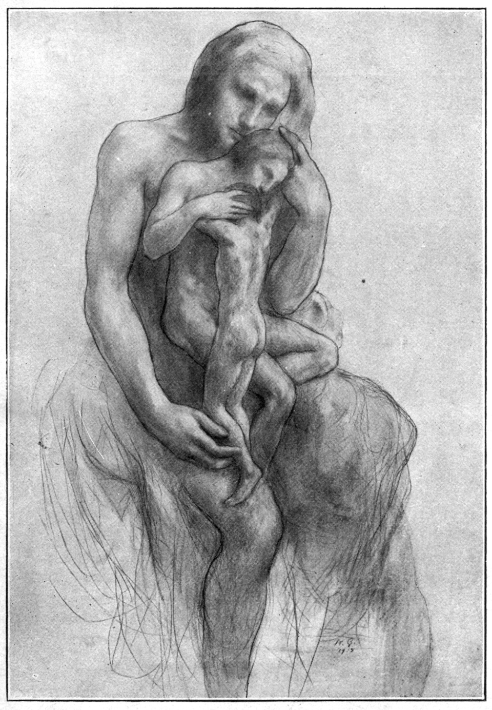 The Three Are One, illustration by Kahlil Gibran for his worl The Madman, 1918. Source: Telfair Museum