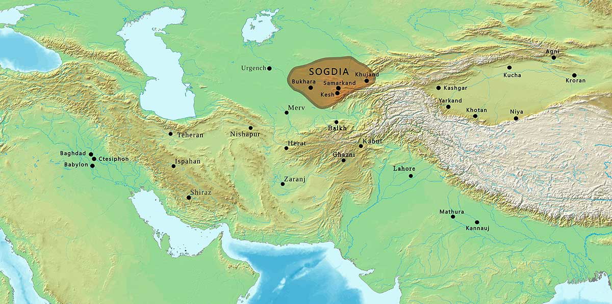 Map of Sogdia silk road