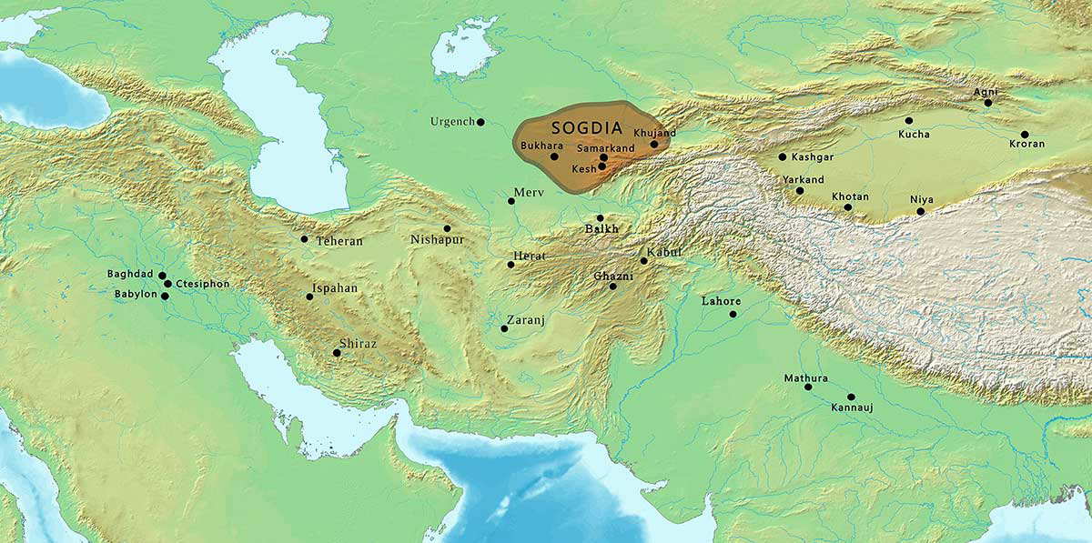 Map of Sogdia silk road