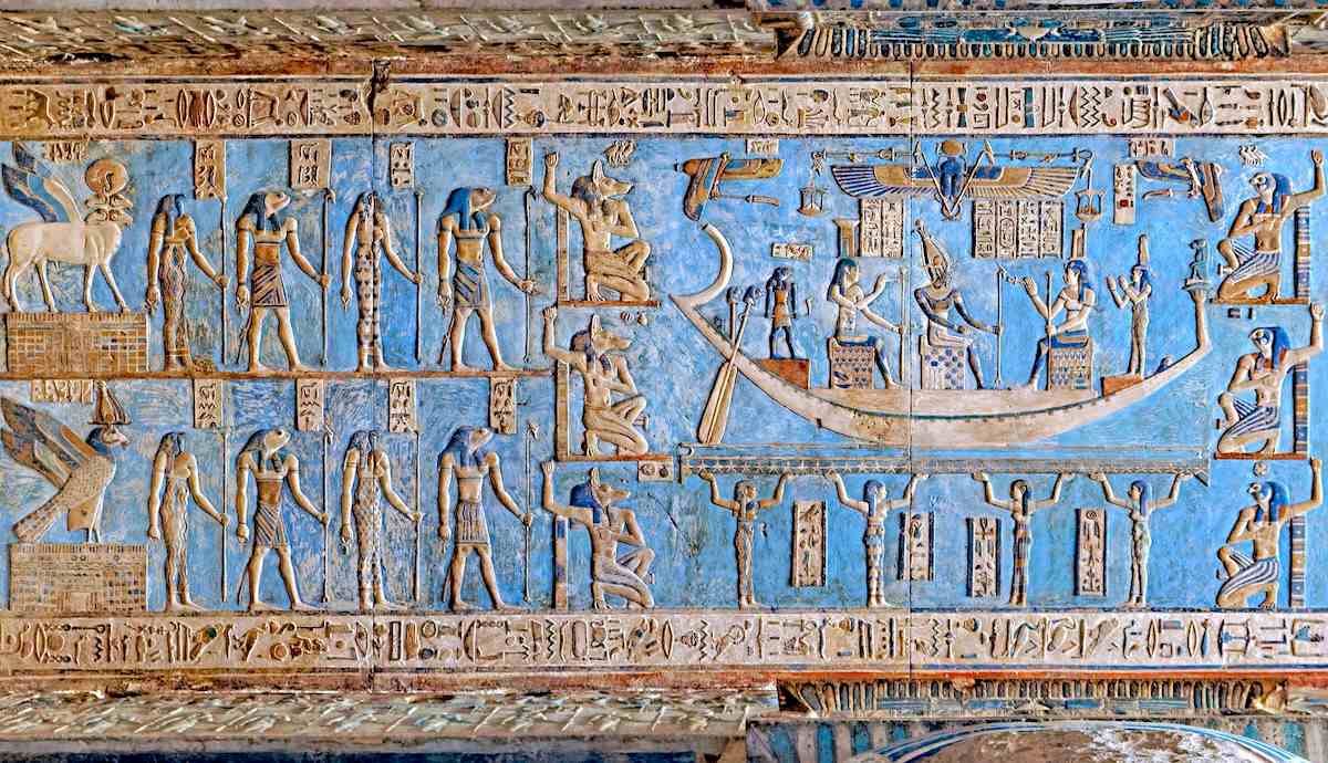 Ceiling reliefs in the Temple of Hathor at Dendera