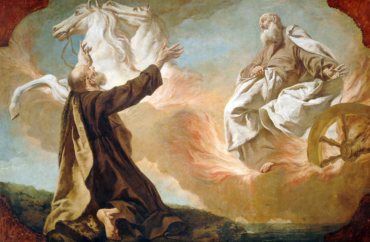 angeli elijah taken up in a chariot of fire painting