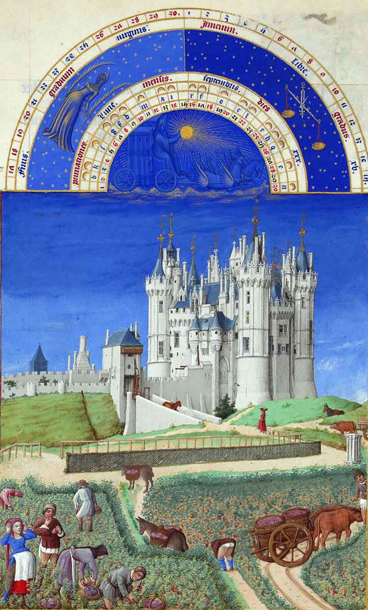 castle and peasants medieval illumination