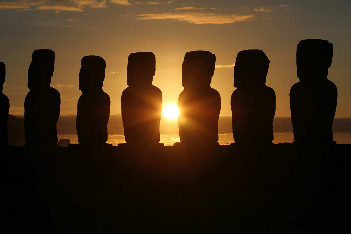 easter island heads south america