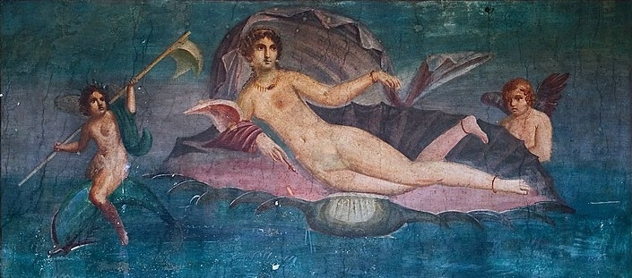 A fresco from Pompeii illustrating the birth of Venus