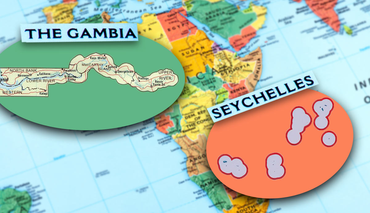 gambia seychelles map smallest african country