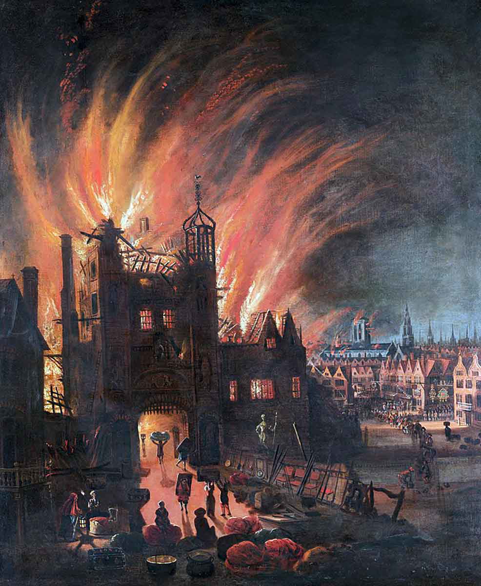 great fire of london ludgate burning