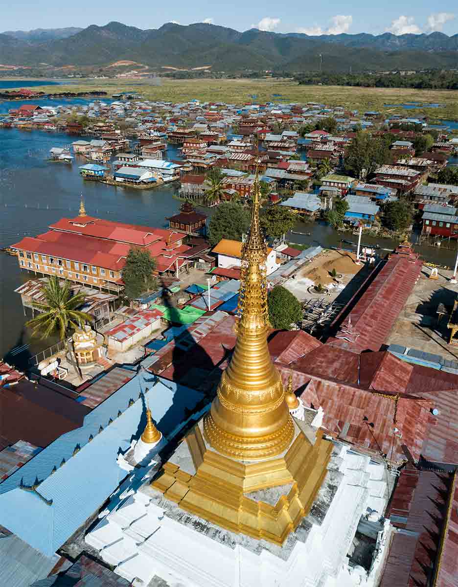 inle lake myanmar aerial view