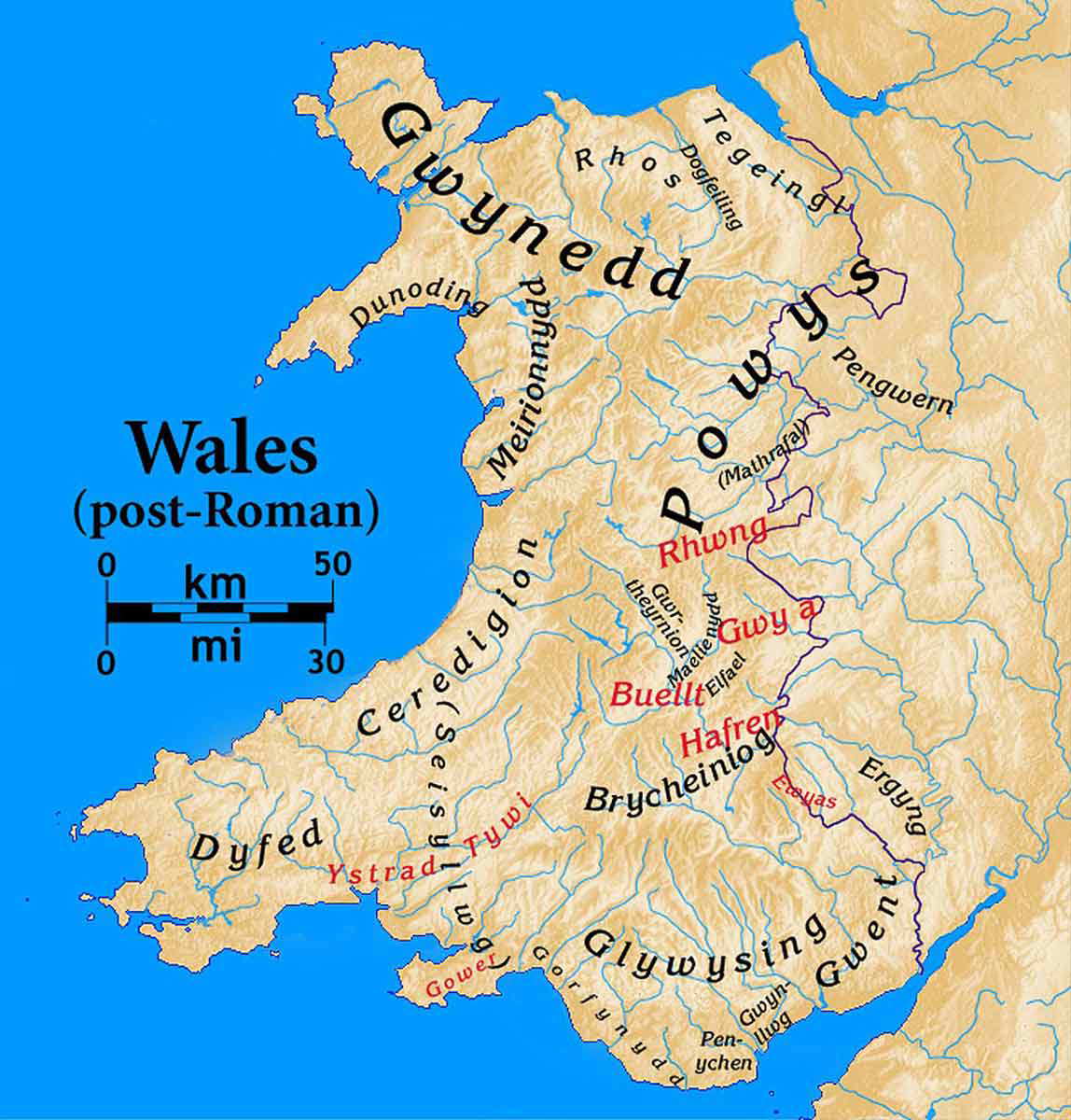 map wales welsh kingdoms post roman