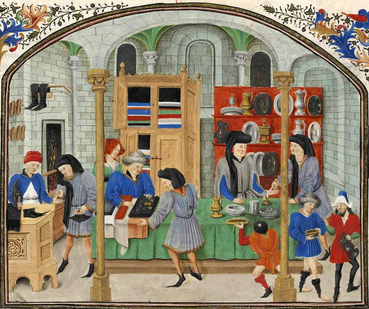 medieval traders market scene