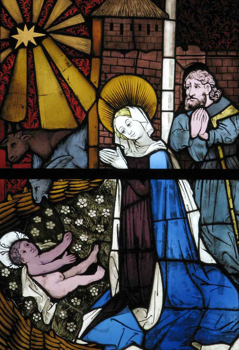 nativity stained glass medieval religion