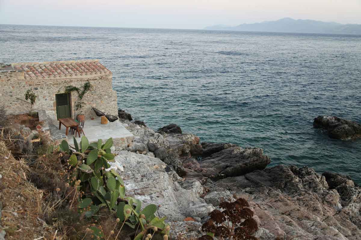 ocean and hut