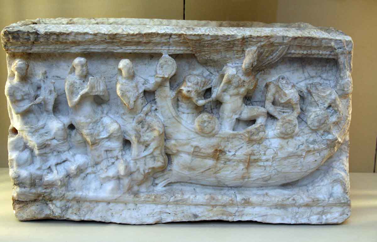 odysseus sirens marble relief
