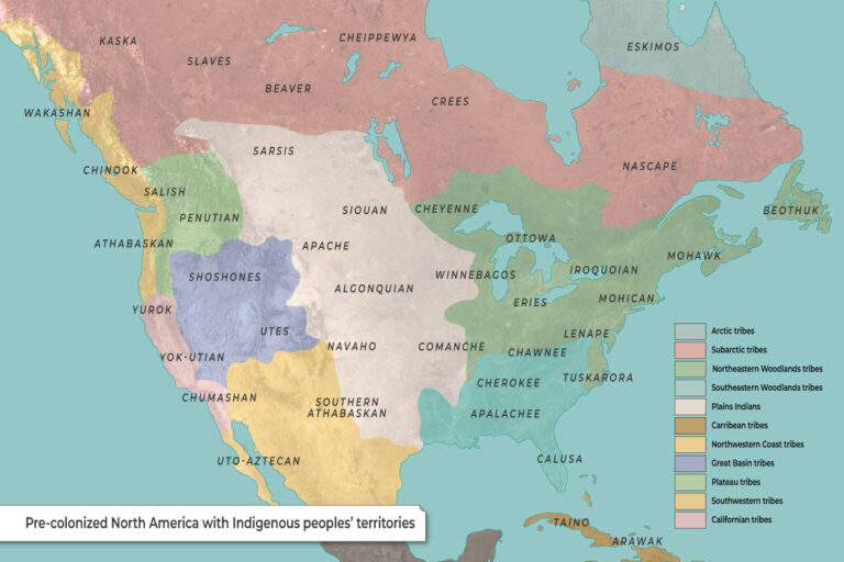 Map: Pre-Columbian North America with Indigenous Territories