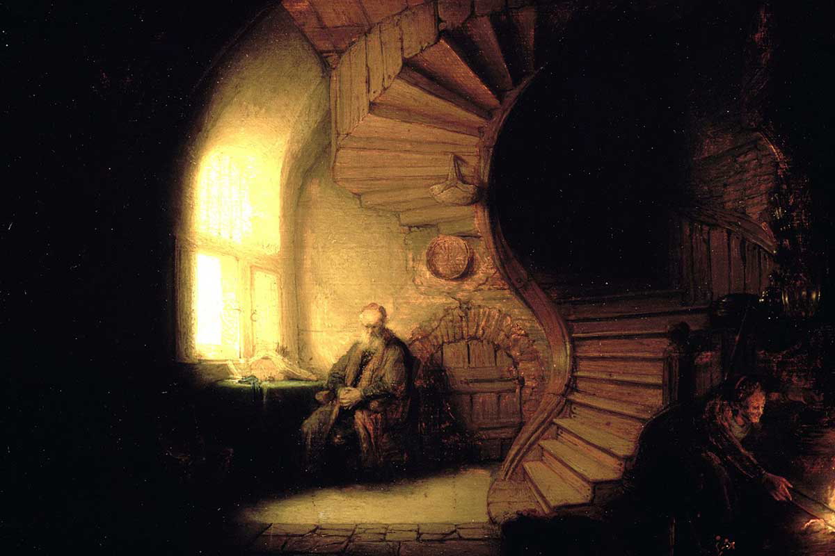 rembrandt van rijn philosopher in meditation painting