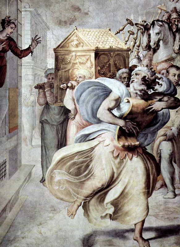 salviati sauls daughter michal watching david dance before the ark painting